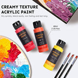 Acrylic Paint Set, 48 Colors (2 oz/Bottle) with 12 Art Brushes, Art Supplies for Painting Canvas, Wood, Ceramic & Fabric, Rich Pigments Lasting Quality