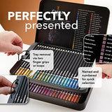 Castle Art Supplies 48 Piece Metallic Colored Pencil Set | 48 Shimmering Shades with Wax Cores for Professional, Adult Artists and Colorists | Protected and Organized in Presentation Tin Box
