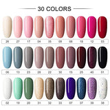 30 Pcs Gel Nail Polish Set, Pink Glitter Brown Purple White Red U v Gel Nail Polish 8ml, Nude Nail Gel Polish Gift Set Spring Summer Color Soak Off Gel Polish Nail Art Starter Kit