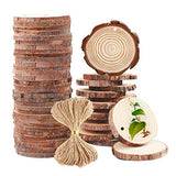 Natural Wood Slices - 30 Pcs 3.6"- 4" Craft Unfinished Wood kit Predrilled with Hole Wooden Circles for Arts Wood Slices Christmas Ornaments DIY Crafts