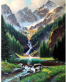 DIY 5D Diamond Painting Kit for Adult, 5D Painting Dots Kits Landscape, DIY Round Diamond Rhinestone Painting Kits Pictures Arts Craft for Home Wall Decor Gift, Mountain Waterfall - 12 X 16 inch