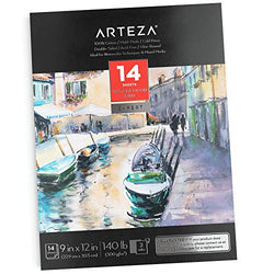 Arteza 9X12" Watercolor Pad, 14 Sheets (140lb/300gsm), 100% Cotton, Double-Sided, Cold-Pressed, Acid-Free Paper, Art Supplies for Watercolor Techniques and Mixed Media