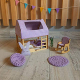 Wooden doll bunk bed with textile for 6 inch doll - scale 1:12 - birthday gift