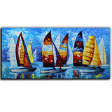 Tyed Art- 100% Hand-Painted 3D Canvas Abstract Oil Painting Sailing Landscape Art Contemporary Large Canvas Wall Art Sailing Painting Home Living Room Decoration Wall can be Directly Hung 24x48inch