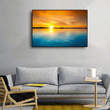 Leowefowa 16x12inch Ocean Sea Wall Art Canvas Prints Beach at Sunset Landscape Picture Framed Wall Poster Nature Scenery Canvas Painting for Living Room Bedroom Modern Home Office Decoration