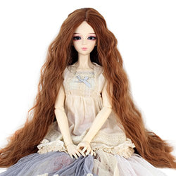 Long Kinky Curly 8-9inch 1/3 BJD MSD DOD Dollfie Doll Hair Wig Centre Parting Hair Accessories Not for Human