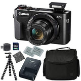 Canon PowerShot G7 X Mark II: Digital Camera + 64GB 4K 1200X SDXC Card + Pro Case + 2X NB-13L + Canon CB-2LH + WS-DC12 Strap + Flexible Tripod + AOM Microfiber Cleaning Cloth: International Version