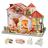 GuDoQi DIY Miniature Dollhouse Kit, Mini Dollhouse with Furniture, Tiny House Kit Plus Dust Cover and Music Movement, DIY Miniature Kits to Build, Great Handmade Crafts Gift Idea