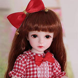 YNSW BJD Doll, Big Red Plaid Dress Doll 1/6 12 Inch 30 cm Fashion Doll Birthday Valentines Day Wedding Gift