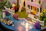 Flever Dollhouse Miniature DIY House Kit Creative Room with Furniture and Glass Cover for Romantic Artwork Gift(Spring Florid)