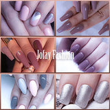 Jofay Fashion Coffin Brown Grey Nude light Pink Purple Silver colors soak off gel nail polish starter kit set with uv Light Lamp no wipe Top coat and Base coat gel