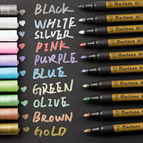 Metallic Marker Pens, Morfone Set of 10 Colors Paint Markers for Card Making, Rock Painting, DIY Photo Album, Scrapbook Crafts, Metal, Wood, Ceramic, Glass (Medium tip)