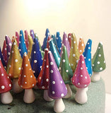 Miniature Gnome Style Mushrooms. Set of 10. Vibrantly Colored with Mica Powders. Fairy Garden Accessories.