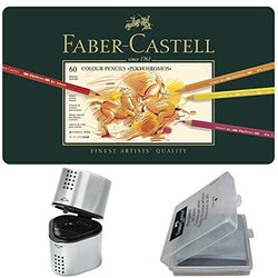 Faber Castell Premium Polychromos 60 Color Pencil Set, with BONUS Trio Pencil Sharpener, Art Eraser
