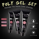 Poly Gel Nail Polish Set - Candy Lover Red Purple Brown 3 Popular Colors Nail Extension Gel Kit Enhancement Builder Gel, Quick Starter Soak Off UV LED 20g Tubes in Gift Box
