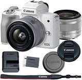 Canon EOS M50 Mark II Mirrorless Digital Camera Bundle + 15-45mm Lens (White) - 4729C004