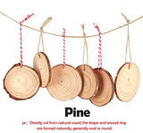 Unfinished Wood Slices 50 Pcs 2.4"-2.8" Natural Wood Rounds with Pre-drilled Hole and 66 Feet Twine