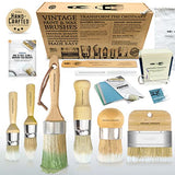 Vintage Tonality Chalk Wax Paint Brush Set Bundle | Furniture Painting or Waxing | 6 Brushes + 11 Tools & Extras | Large or Small DIY Home Decor Repurposing Projects | Thick Natural Bristle Hairs