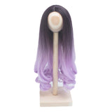 BJD Doll Wig Heat Resistant Fiber Long Deep Wave Curly Ombre Black Light Purple Doll Hair BJD Doll Wig for 1/3 BJD SD Wig