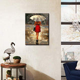 Canvas Painting for Living Room Bookroom Bedroom Girl with Umbrella Decor Prints on Canvas Picture Poster Wall Art Bathroom Decoration Stretched and Framed 16x24inch