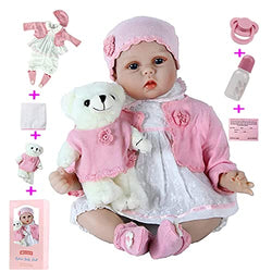 ZIYIUI Reborn Doll - 22" Realistic Handmade Reborn Baby Dolls Soft Silicone Vinyl Newborn Real Life Baby Dolls with Clothes& Feeding Bottle Suitable for Ages 3+ Toys