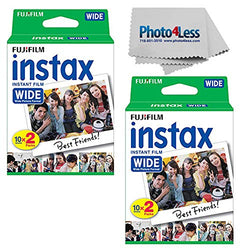 Fujifilm Wide Instant Film Twin Pack X2 (40 Sheets) + Camera and Lens Cleaning Cloth