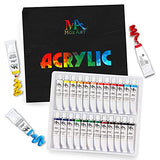 MozArt Supplies Acrylic Paint Set - 24 Paint Colors 12 Milliliter Tubes - Artist Grade Kit for Professionals, Beginners, and Kids - Ideal for Canvas, Ceramics, Crafts and Acrylic Pouring