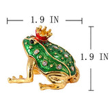 Unique Gift Lucky Green Frog Trinket Box Ring Holder Decorative Box Handmade Faberge Style Home Decor