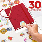 Little More Dot Grid Notebook 4 Colors/Dotted Notebook/Journal Hardcover with Thick Paper - Leather Pocket Bullet Planner (7-5,5) / Small Diary with Numbered Pages & Pen Loop + Stickers (Red)