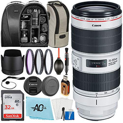 Canon EF 70-200mm f/2.8L is III USM Lens for Digital SLR Cameras with SanDisk 32GB Memory Card, Backpack, Case Bag, 3 pcs Filter and A-Cell Accessories Bundle (White - 3044C002)