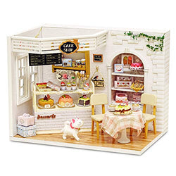 Spilay DIY Miniature Dollhouse Wooden Furniture Kit,Handmade Mini Home Model with Dust Cover & Music Box ,1:24 Scale Creative Doll House Toys for Children Gift(Cake Diary) H014