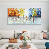 Yuegit Landscape Paintings for Wall Decorations : 100% Handmade Paintings 3D Bedroom Wall Art Abstract Wall Paintings Large Canvas Wall Art for Living Room Ready to Hang 24X48 Inch