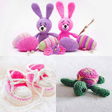 Fuyit 12 Pink Acrylic Yarn Skeins, 1310 Yards Soft Double Knitting Yarn with 2 Crochet Hooks for Beginner Knitting Crochet & Crafts (12 x 50G)