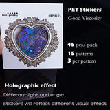 McZlog 45Pcs Holographic Stickers, Self-Adhesive Transparent Stickers Label, Vintage Magic Theme Sticker Decorative Decals, Resin Stickers for Scrapbooking Bullet Journal Planner Water Bottles Laptops
