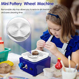 NantFun Mini Pottery Wheel Machine, 6.5cm 10cm Double Turntables Detachable Basin Forming Machine Adjustable Speed Electric Ceramic Wheel with Clay Tools for Kids Adults Beginners (Navy Blue)