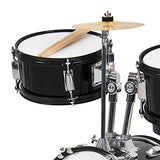 Best Choice Products 3-Piece Kids Beginner Drum Set with Cushioned Stool, Drum Pedal, Black