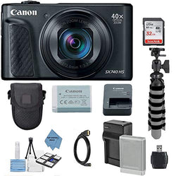 Canon PowerShot SX740 HS Wi-Fi 4K Digital Camera (Black) with 32GB Card + Battery & Charger + Case + Tripod + TopKnotch Cloth Kit