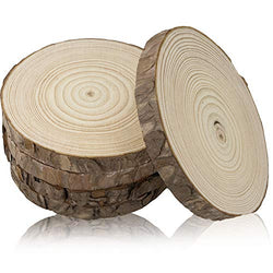 CEWOR 5pcs 4.7"-5.5" Pure Natural Unfinished Wood Slices DIY Handmade Wedding Craft Ornaments