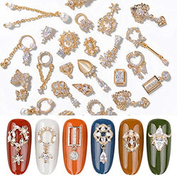 24 Pieces of 3D luxury clear shining zircon alloy nail art decoration charming fashion DIY unique nail art works