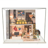 CONTINUELOVE DIY Miniature Dollhouse Kit - Tiny House Kit with Furniture, Led Lights and Dust Cover - 1:24 Scale DIY Wooden Dollhouse Kit - Best Toy Gift for Boys and Girls