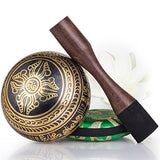 Silent Mind ~ Tibetan Singing Bowl Set ~ Balance & Harmony Design ~ With Dual Surface Mallet and Silk Cushion ~ Promotes Peace, Chakra Healing, and Mindfulness ~ Exquisite Gift
