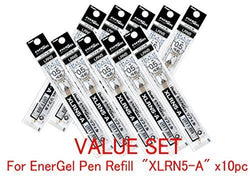 Pentel Refill Ink for EnerGel Liquid Gel Pen / 0.5mm Black Ink / Value Set of 10 Refills (With