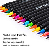 Watercolor Brush Pens, Real Brush Pen, 24 Color Painting Markers with Flexible Nylon Tips for Drawing Calligraphy Coloring, 1 Bonus Water Brush Pen for Artists and Beginner Painters