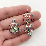 10pcs Lucky Elephant Pearl Cage Bright Silver Beads Cage Locket Pendant Jewelry Making--For