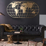 Tubibu Modern Wall Art, 100% Metal - Metalic WORLD MAP GLOBE , Size (23.6" x 47.2") - Wall Hanging for Living Room, Bedroom, Dorm (Gold)