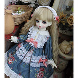 HMANE BJD Dolls Clothes for 1/6 BJD Dolls, Blue Printed Small Dress for 1/6 BJD Dolls (No Doll)