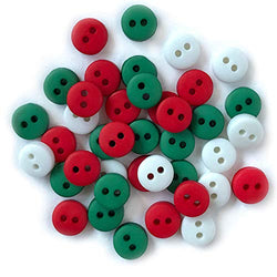 Tiny Buttons for Sewing, Doll Making and Crafts (Christmas) - 3 Packs - 120 Buttons