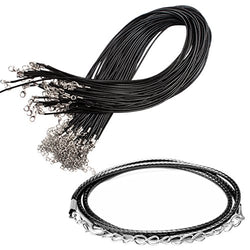 Amariver 100 Pack 2mm Black Necklace Cord with Clasp and Extender Chain for DIY Necklace Bracelet