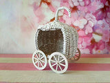 Miniature Cinderella Carriage, Fairytale Doll Pumpkin Stroller, Handmade Wicker