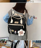 Cute Backpack Kawaii School Supplies Laptop Bookbag, Back to School and Off to College Accessories (Black)